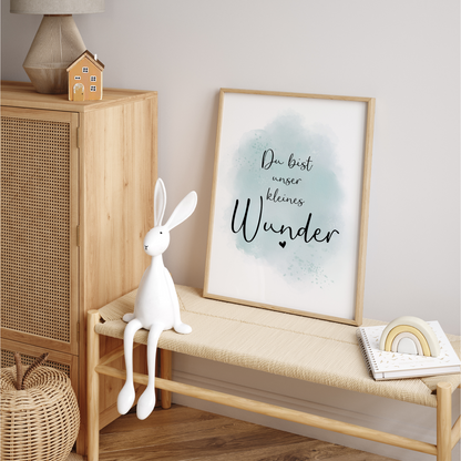 Kinderzimmer Poster | 3er Set A4 | Giraffe & Luftballon mint