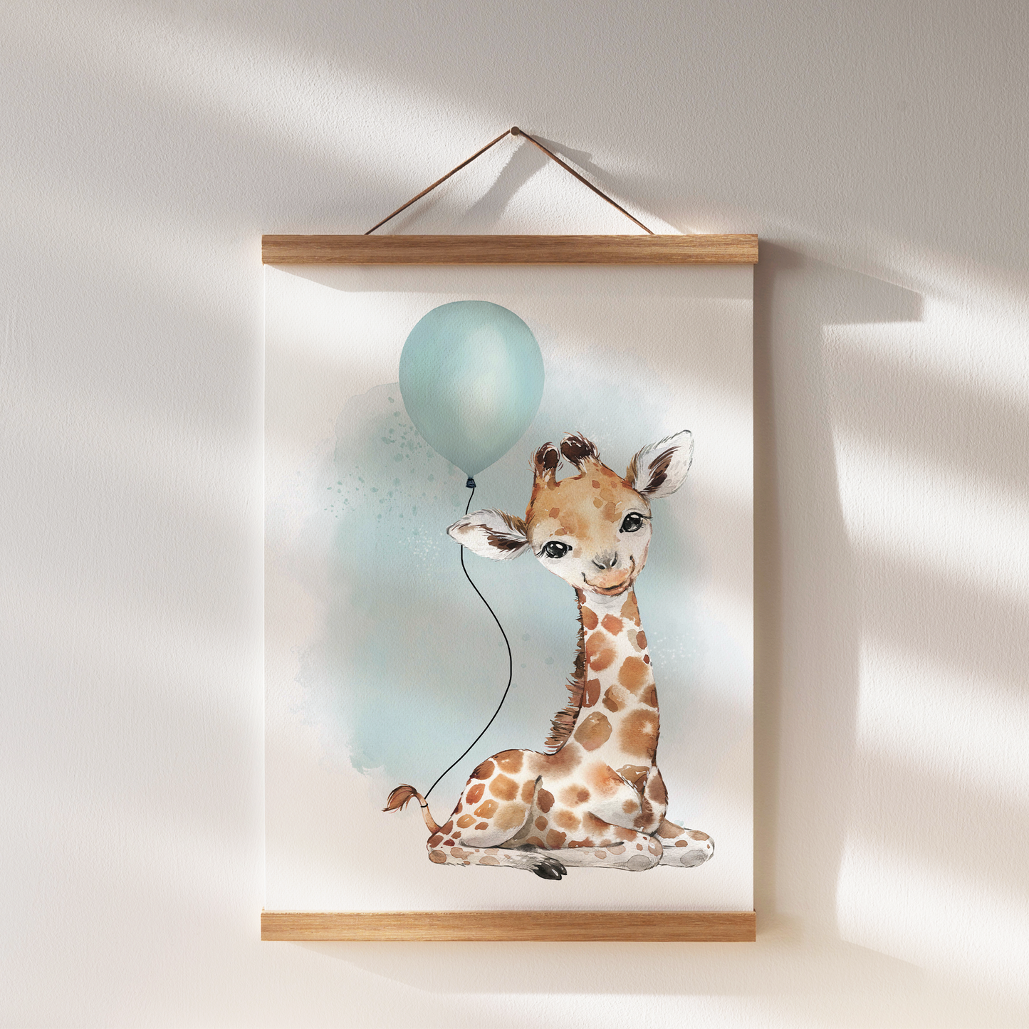 Kinderzimmer Poster | 3er Set A4 | Giraffe & Luftballon mint