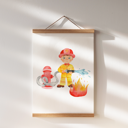Kinderzimmerposter | 3er Set A4 | Feuerwehr