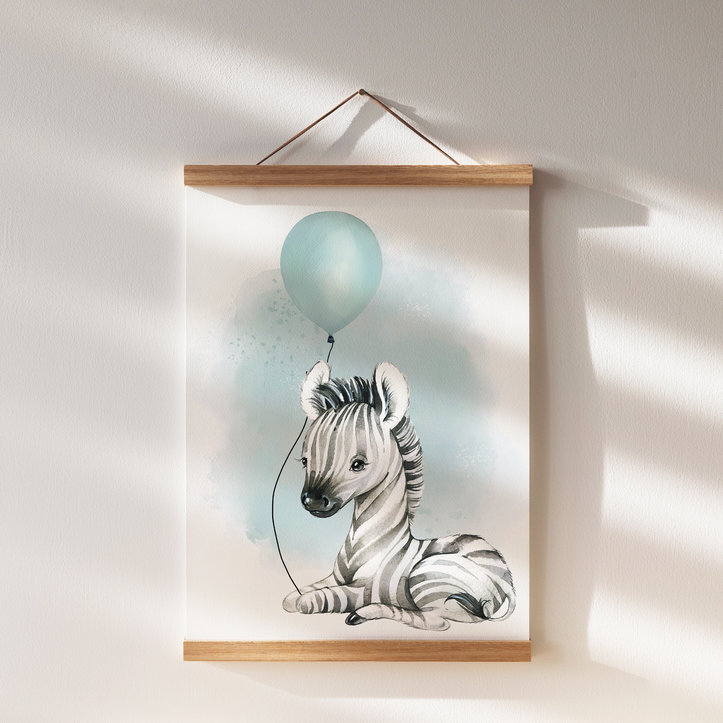 Kinderzimmer Poster | 3er Set A4 | Zebra & Luftballon mint