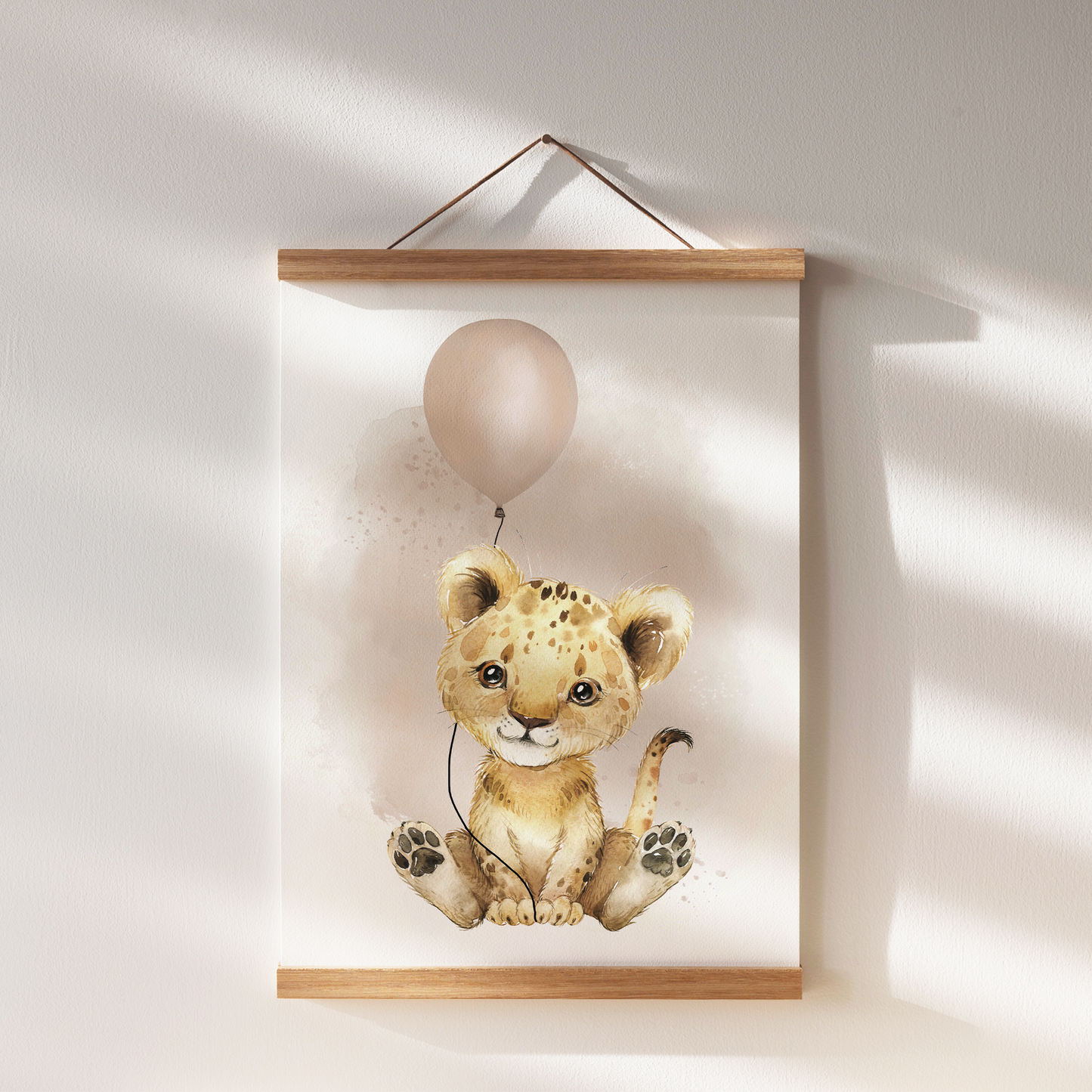 Kinderzimmer Poster | 3er Set A4 | Löwe & Luftballon beige
