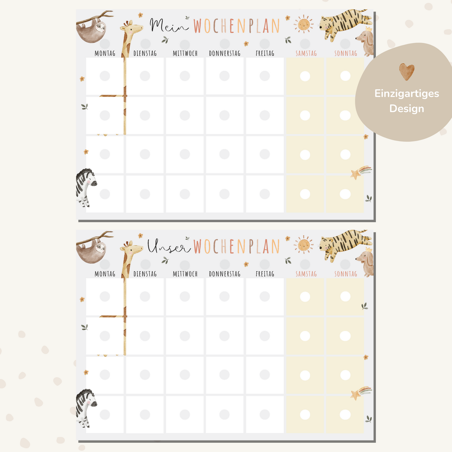 Wochenplan für Kinder | Montessori | zum Ausdrucken | Boho