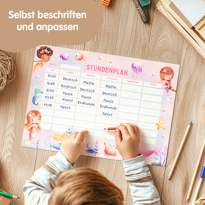 Stundenplan für Kinder | zum Ausdrucken | Meerjungfrau