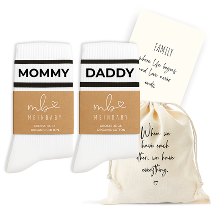 Stylische Retro-Socken Mommy & Daddy Set