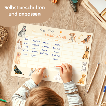 Stundenplan für Kinder | zum Ausdrucken | Hunde
