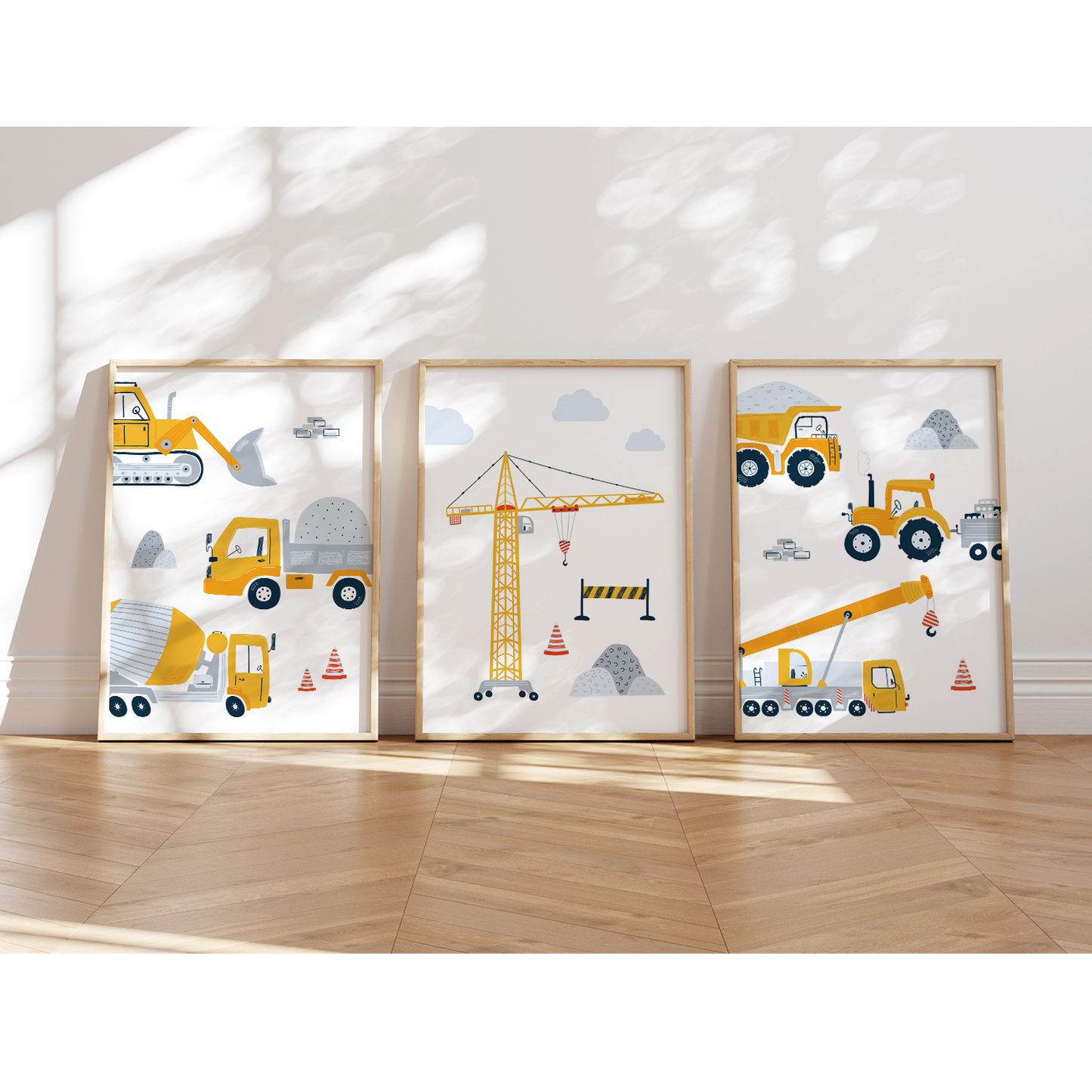 kinderzimmerposter-bagger-3er-set