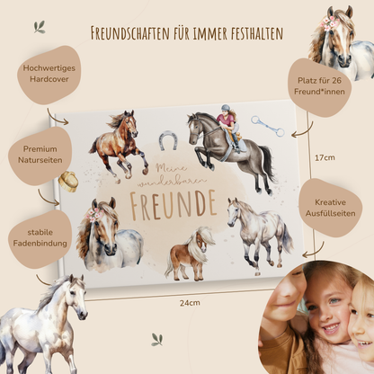 Freundebuch für Kinder | Pferde