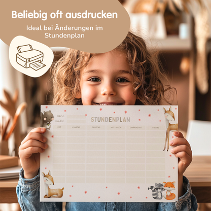 Stundenplan für Kinder | zum Ausdrucken | Süße Tiere