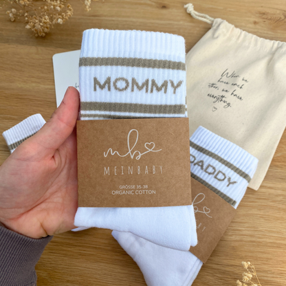Stylische Retro-Socken Mommy & Mini Set Beige