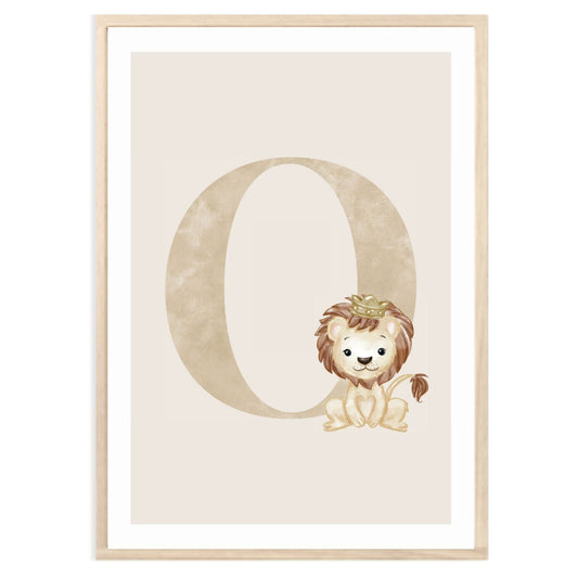 Kinderzimmerposter_Anfangsbuchstabe_beige_Löwe_boho_O