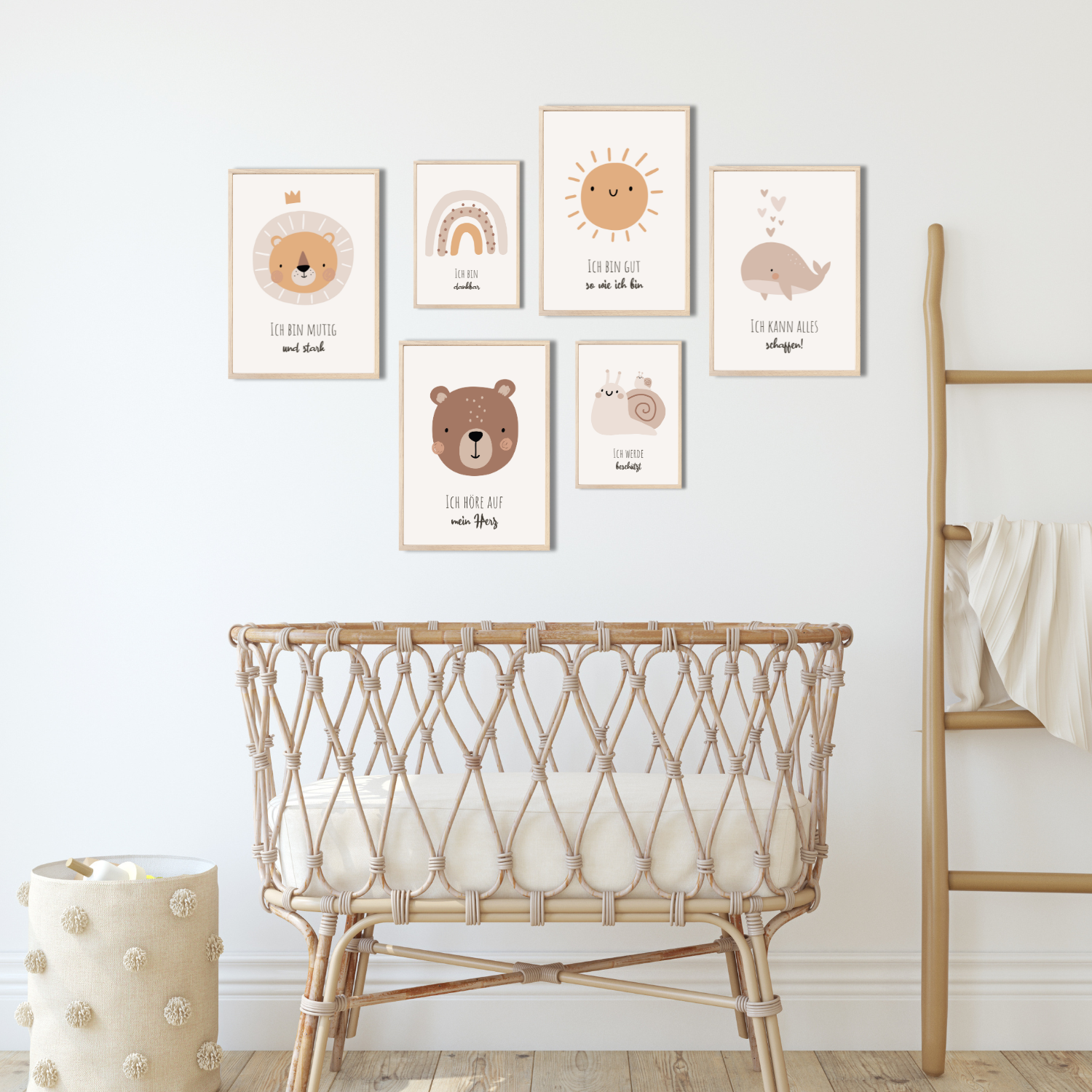 Kinderzimmerposter_Affirmationen_A4_A5_6er_Set_beige