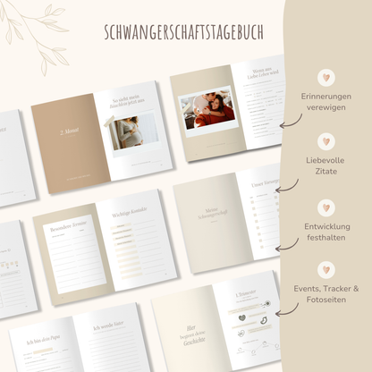 Geschenk zur Schwangerschaft – Set mit SSW-Tagebuch, Babyalbum & Familien Socken