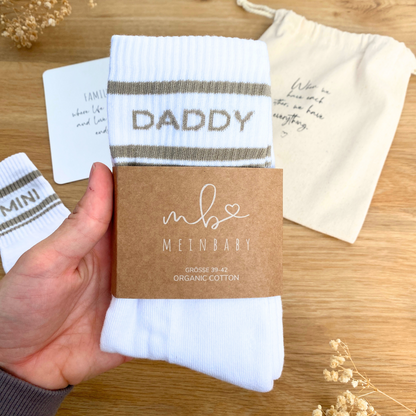 Stylische Retro-Socken Daddy & Mini Set Beige