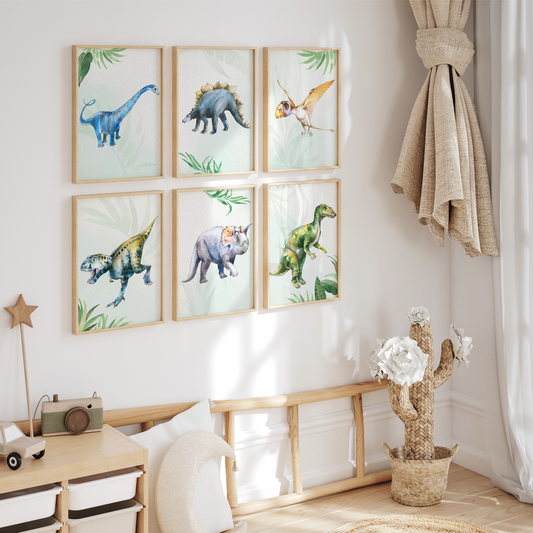 Kinderzimmerposter | 6er Set A4 | Dino Poster