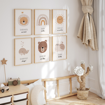 Kinderzimmerposter | 6er Set A4 | Affirmations Poster