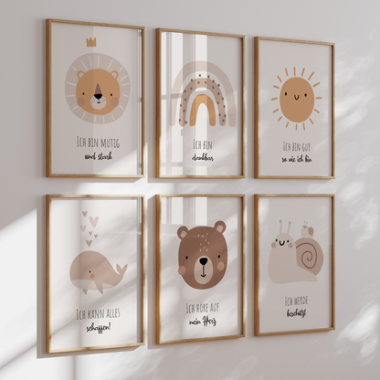 Kinderzimmerposter | 6er Set A4 | Affirmations Poster