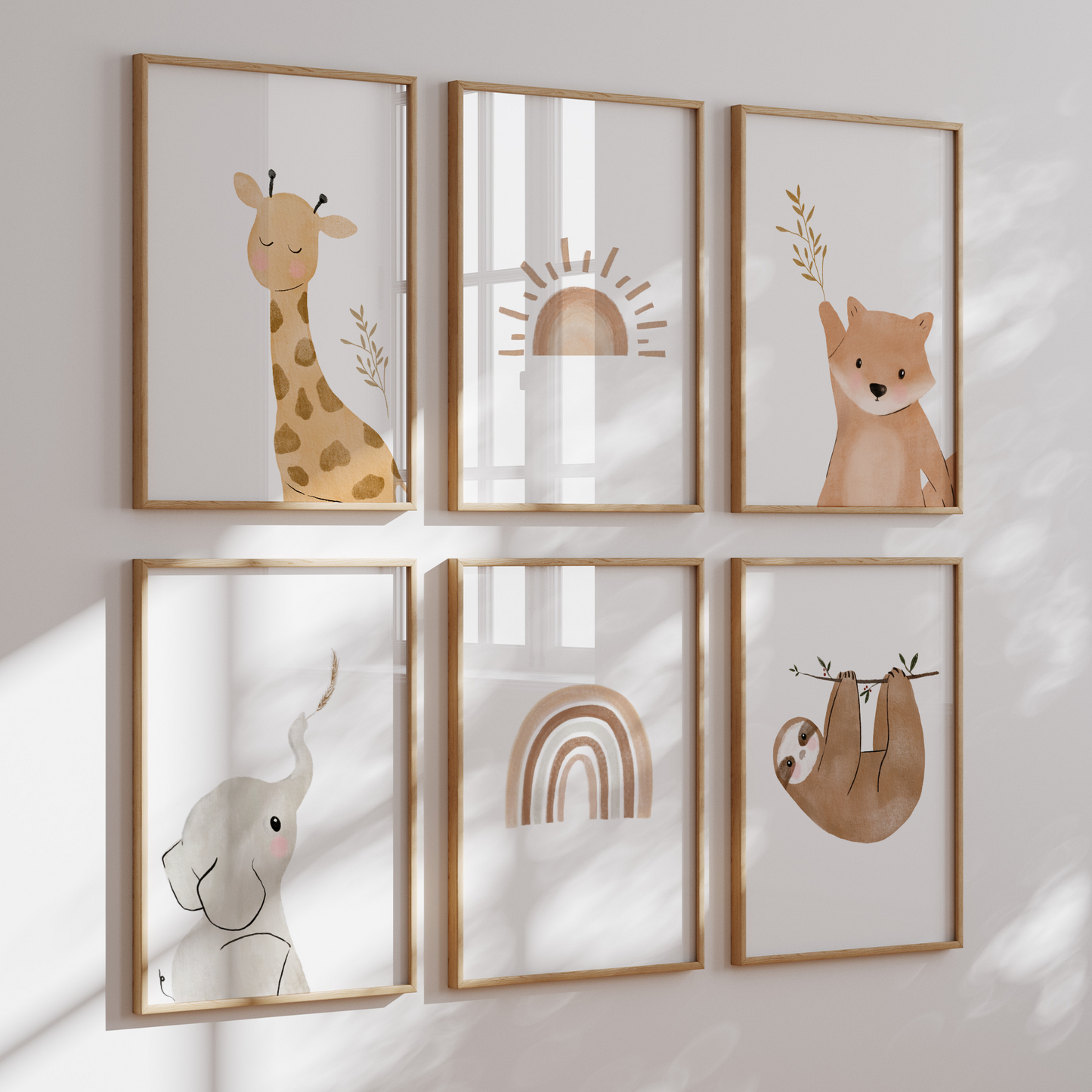 Kinderzimmerposter | 6er Set A4 | Faultier & Freunde