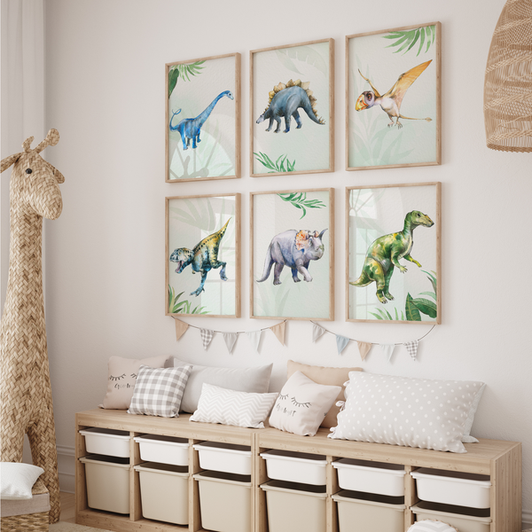 MeinBaby123® Dino poster kinderkamer | dinosaurus poster DIN A2 | foto's kinderkamer jongens | dino-decoratie wandafbeeldingen | babykamer decoratie | muurposter premium (Dino poster - 1