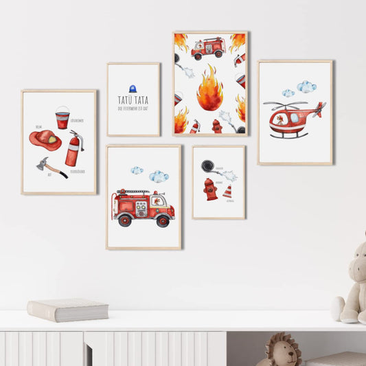 Kinderzimmerposter_Feuerwehr_A4_A5_6er_Set