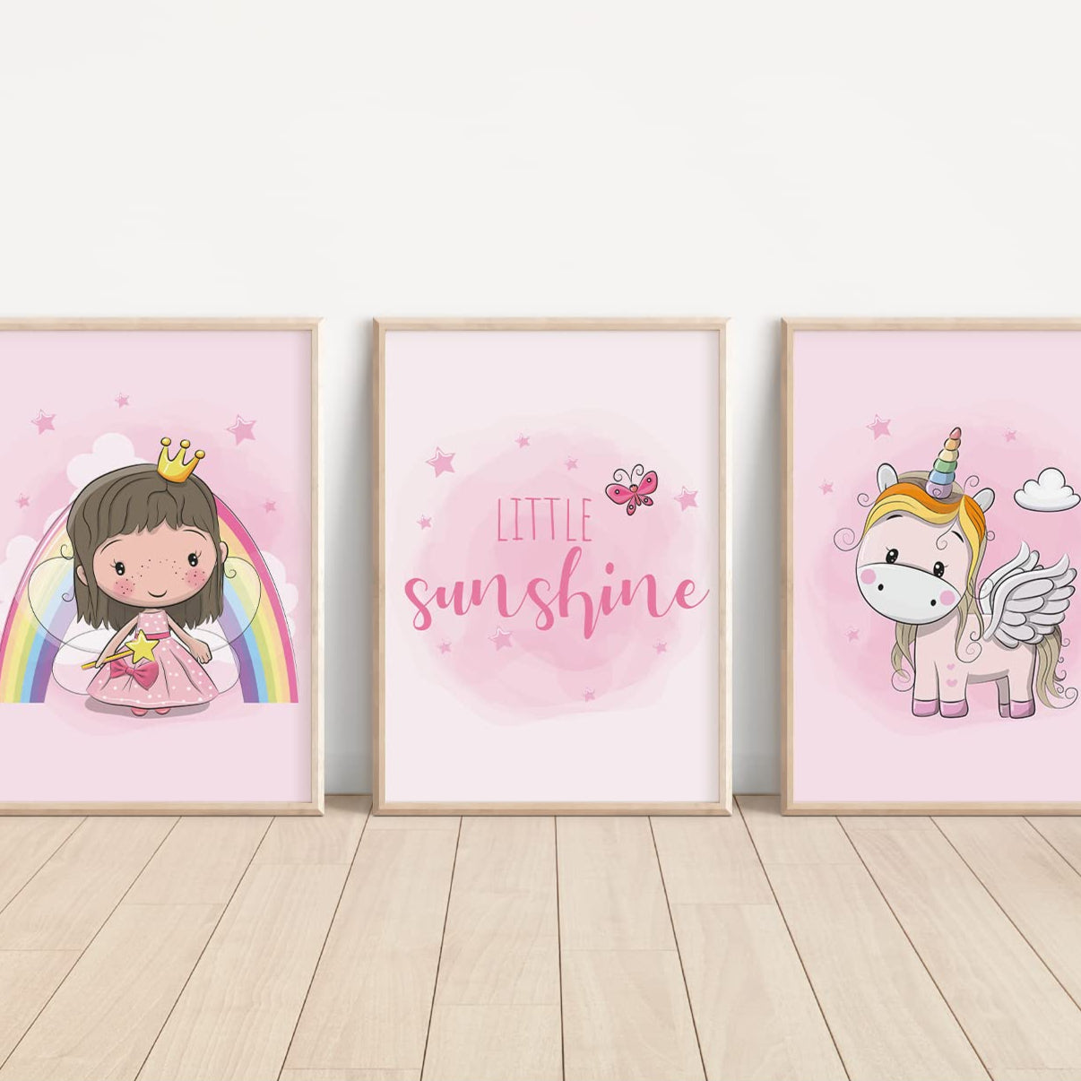 Kinderzimmerposter_Einhörner_pink_A4_3er_Set