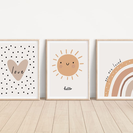 Kinderzimmerposter_Sonne_Regenbogen_beige_boho