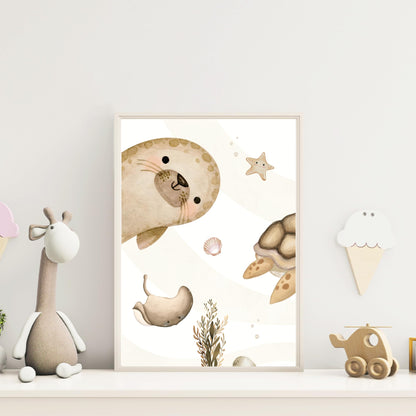 Kinderzimmerposter_Unterwasserwelt_A4_3er_Set_beige