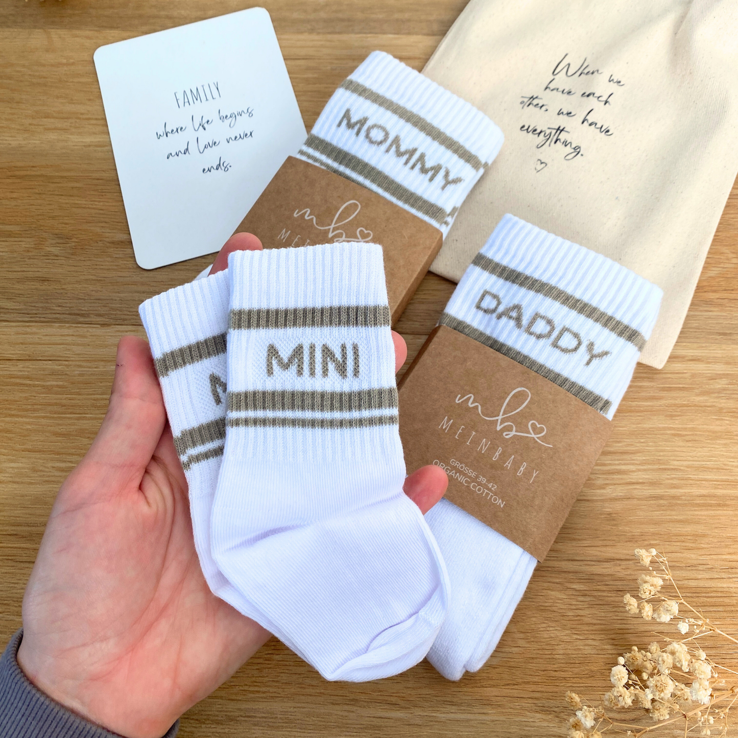 Stylische Retro-Socken Daddy & Mini Set Beige