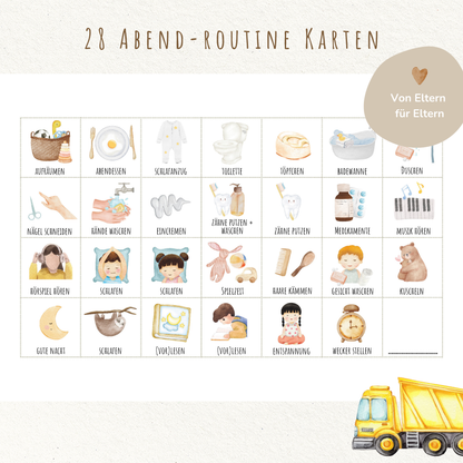Morgen- & Abendroutine für Kinder | zum sofort Ausdrucken | Bagger