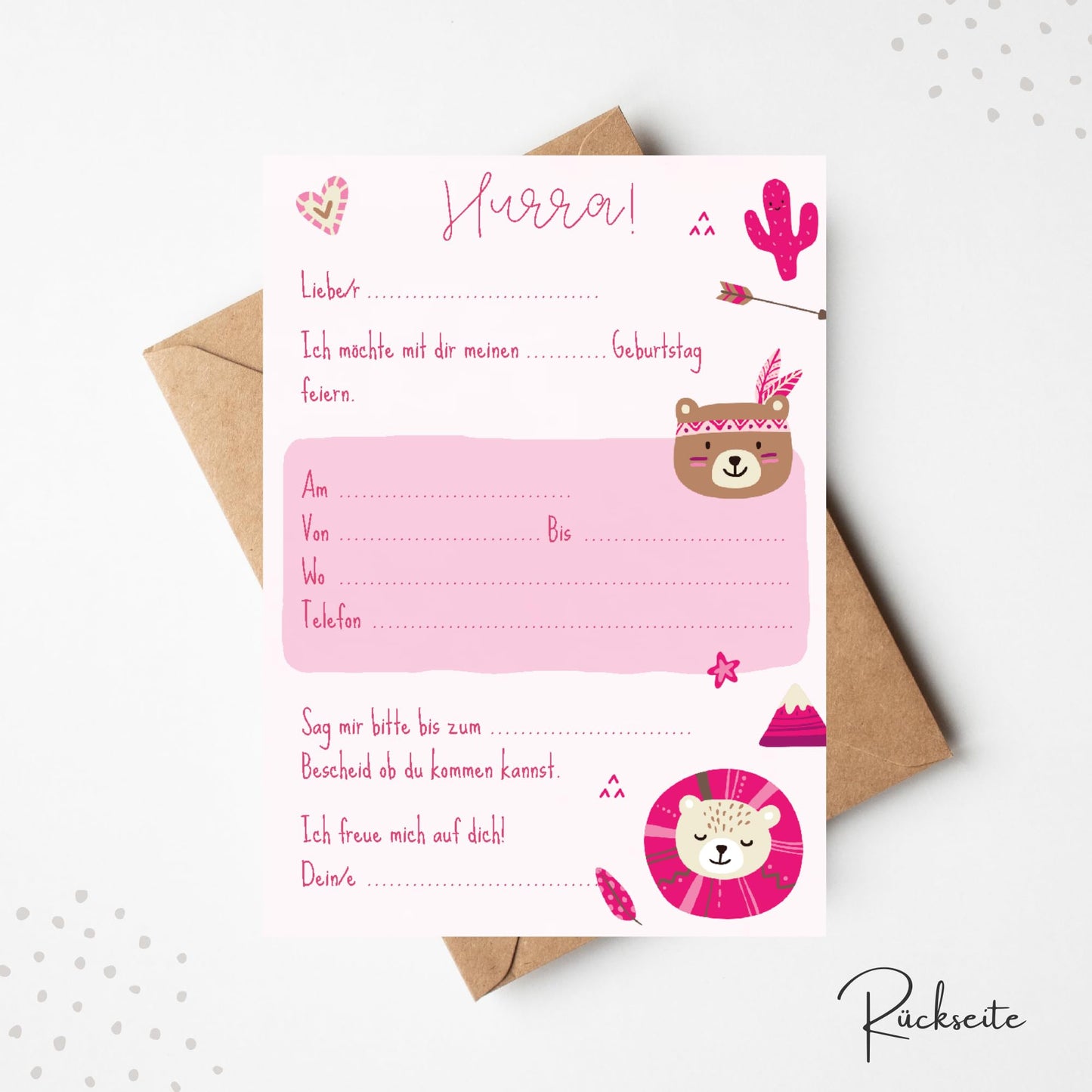 Einladungskarten_Kindergeburtstag_Bohotiere_pink