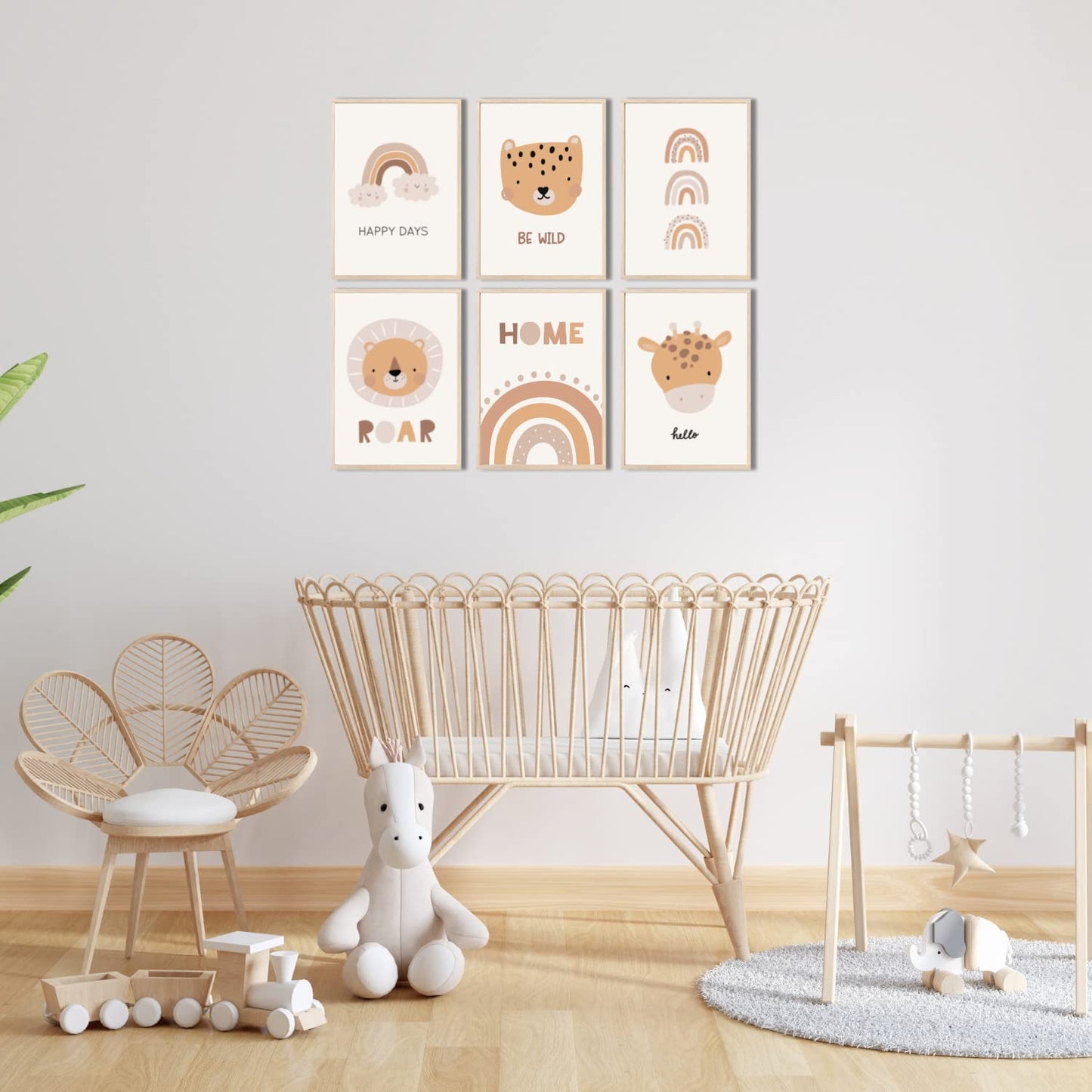 Kinderzimmerposter_Süße_freunde_boho_beige_A4_6er_Set