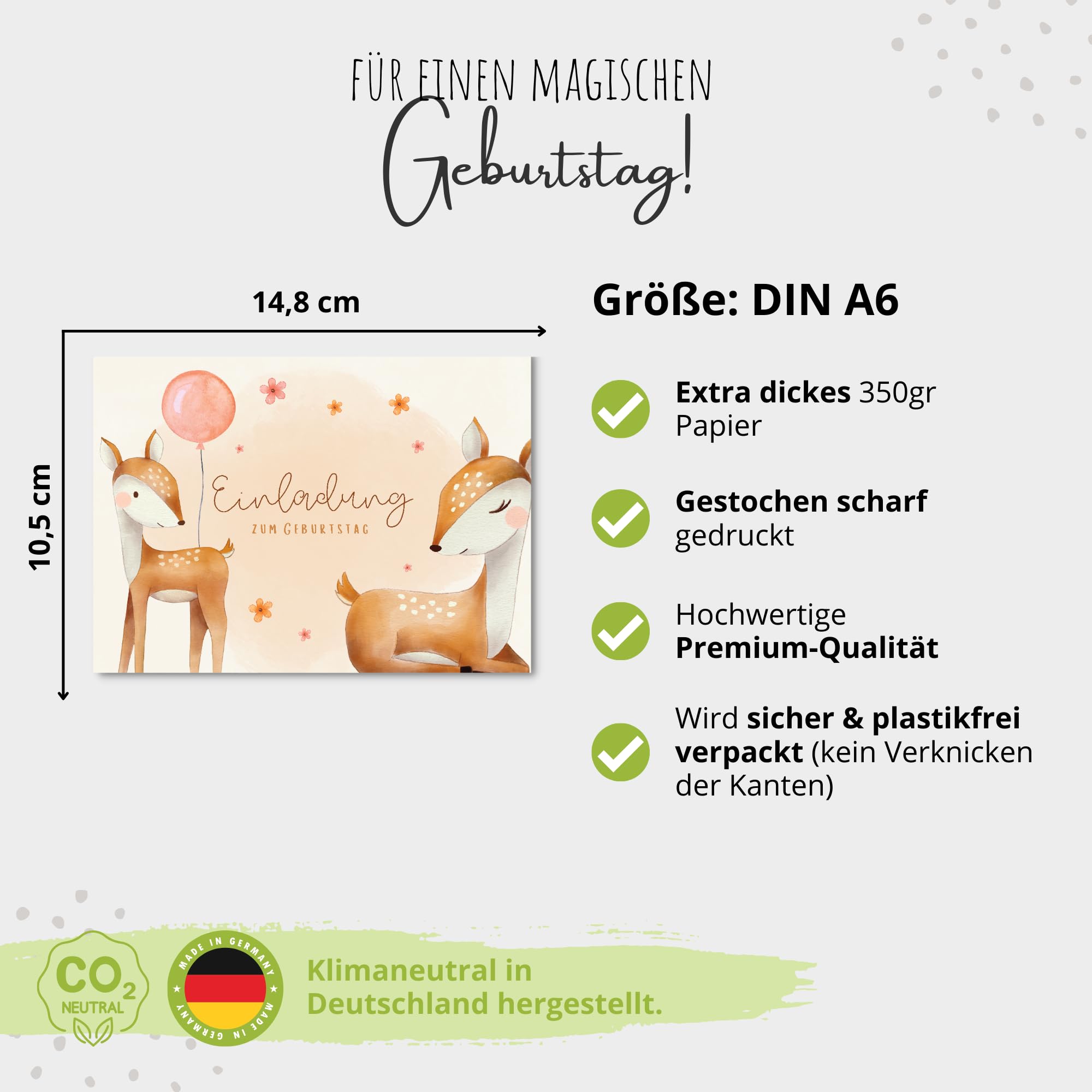 Amanda Creation Geburtstagseinladungen Little Deer – 20 Karten 12,7 X 17,8 Cm Mit Umschlägen, Wald-Motiv Für Mädchen