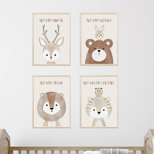 Kinderzimmerposter_vier_freunde_affirmationen_A4_4er_Set