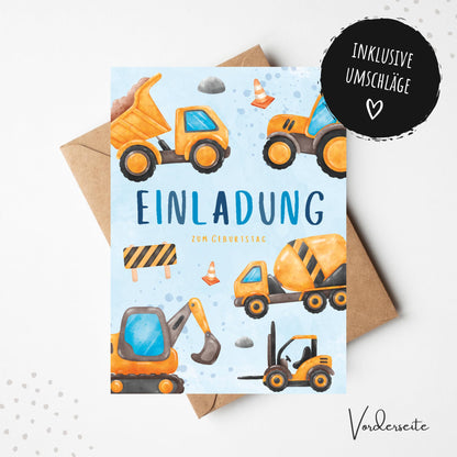 Einladungskarten_Kindergeburtstag_Bagger