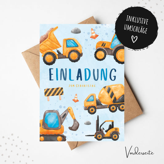 Einladungskarten_Kindergeburtstag_Bagger