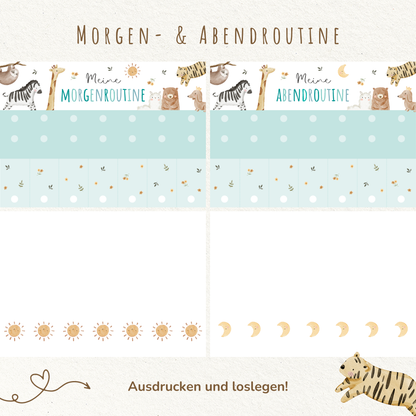 Morgen- & Abendroutine für Kinder | zum sofort Ausdrucken | Boho