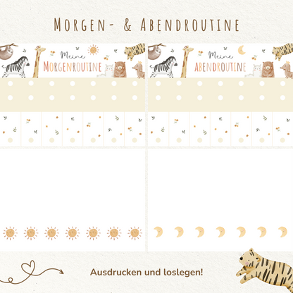 Morgen- & Abendroutine für Kinder | zum sofort Ausdrucken | Boho