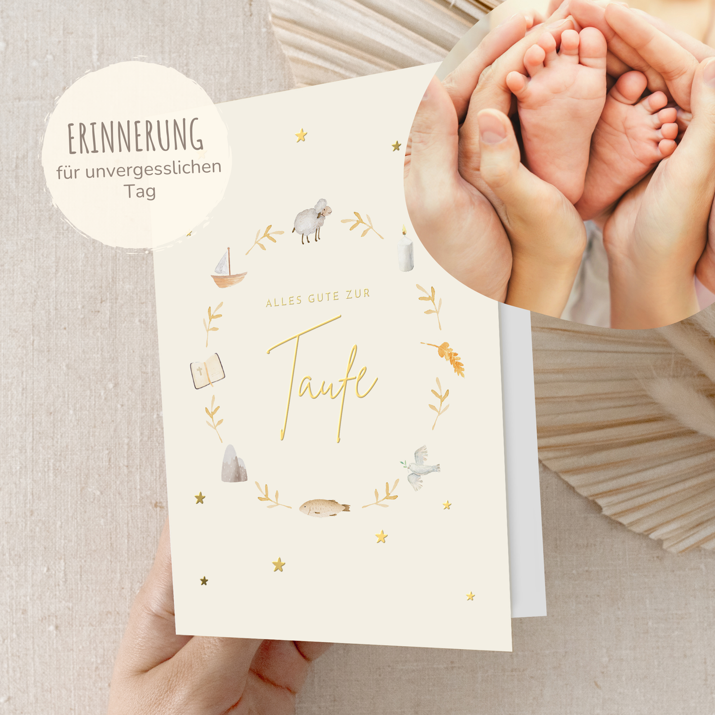 Karte zur Taufe | vergoldet inklusive Umschlag