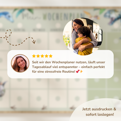 Wochenplan für Kinder | Montessori | zum Ausdrucken | Dino