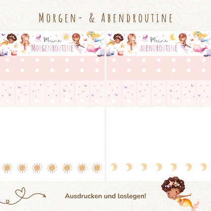 Morgen- & Abendroutine für Kinder | zum sofort Ausdrucken | Meerjungfrau