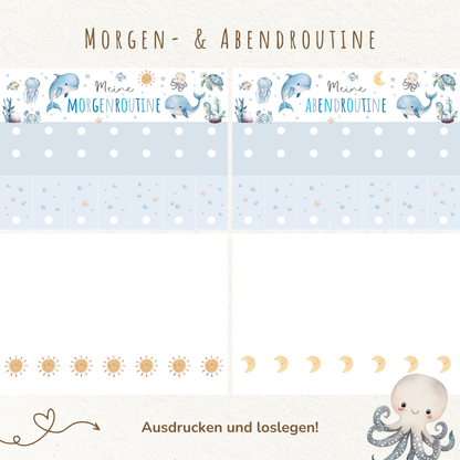 Morgen- & Abendroutine für Kinder | zum sofort Ausdrucken | Unterwasserwelt