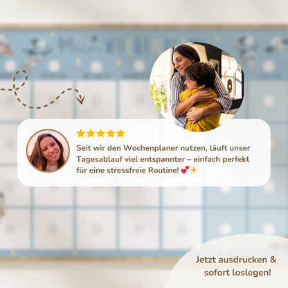 Wochenplan für Kinder | Montessori | zum Ausdrucken | Astronauten