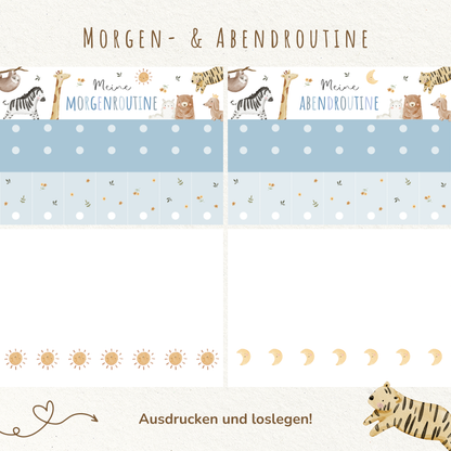 Morgen- & Abendroutine für Kinder | zum sofort Ausdrucken | Boho
