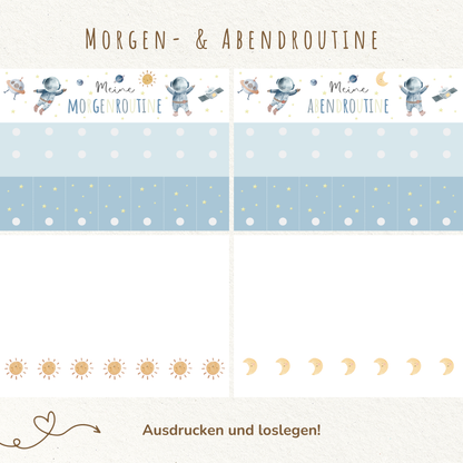 Morgen- & Abendroutine für Kinder | zum sofort Ausdrucken | Astronaut