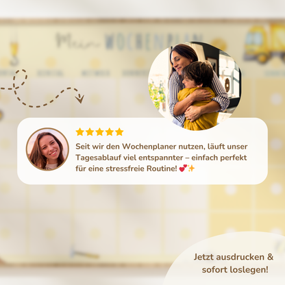 Wochenplan für Kinder | Montessori | zum Ausdrucken | Bagger