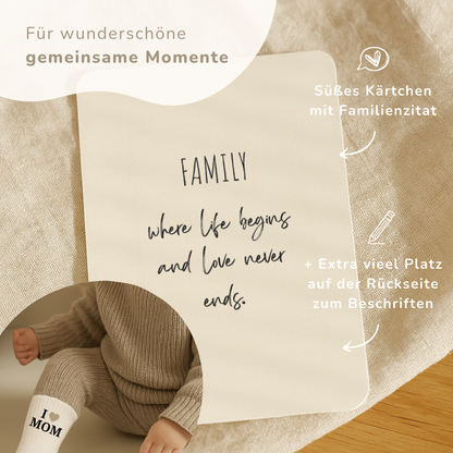 Geschenk zur Geburt Baby  – Babysocken Set inkl. Karte & Baumwollsäckchen