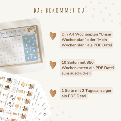Wochenplan für Kinder | Montessori | zum Ausdrucken | Boho