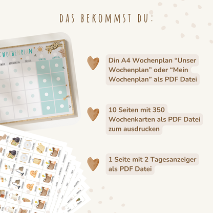 Wochenplan für Kinder | Montessori | zum Ausdrucken | Boho