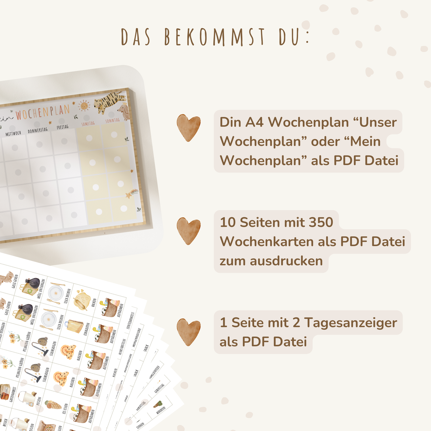 Wochenplan für Kinder | Montessori | zum Ausdrucken | Boho