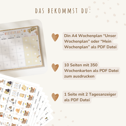 Wochenplan für Kinder | Montessori | zum Ausdrucken | Boho