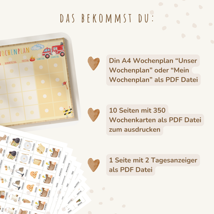 Wochenplan für Kinder | Montessori | zum Ausdrucken | Feuerwehr